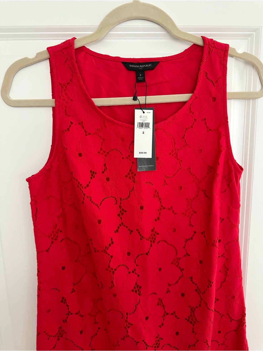 Banana Republic Vibrant Red Floral Lace Sleeveless Shift Dress - Americana - Picture 5 of 17